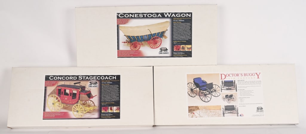 3- MODEL TRAILWAYS WAGON MODEL KITS MIB (1 of 6)