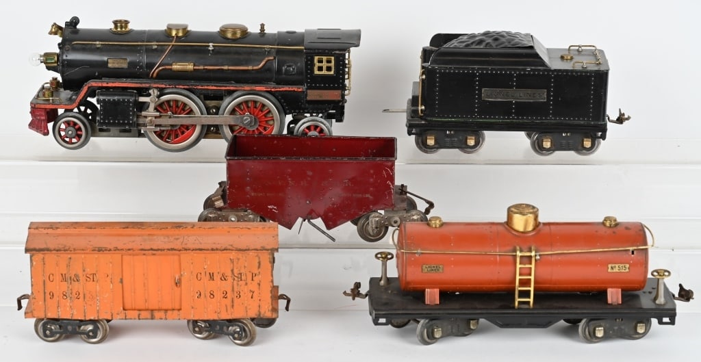 LIONEL PREWAR STD GA 390E ENGINE & TENDER w/ CARS (1 of 8)