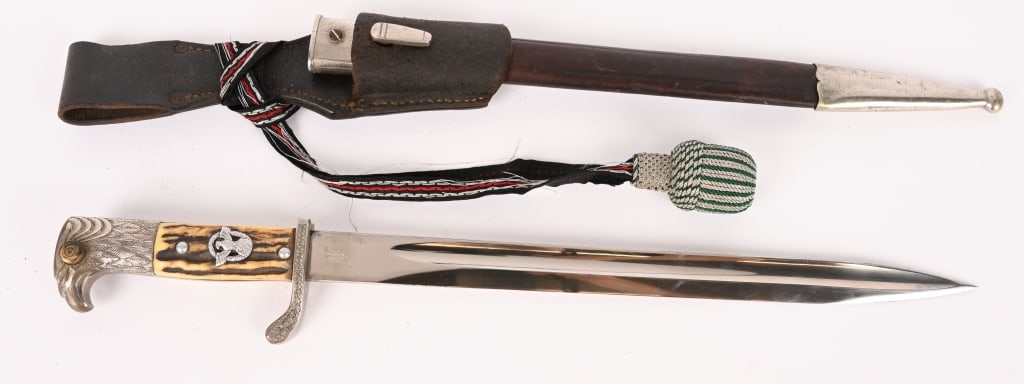 WWII NAZI GERMAN POLICE POLIZEI STAG GRIP BAYONET (1 of 7)