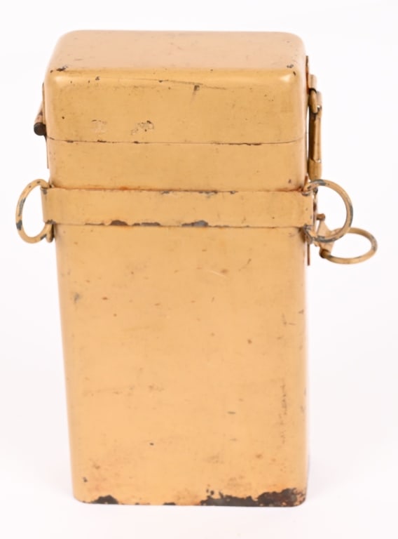 WWII NAZI GERMAN G43 / K43 SNIPER SCOPE CASE JVB: Prototype and unique large metal scope case manufactured by firm jvb and properly maker marked along with the desirable Waffernant. Retaining over 95% of its unique and highly sought after factory app