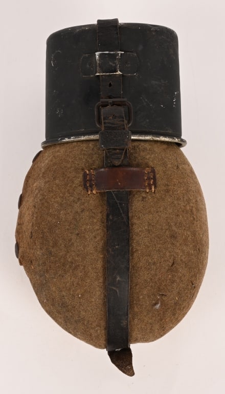 WWII NAZI GERMAN SS MARKED M31 CANTEEN & CUP WW2: Standard issue, .8 liter capacity aluminum construction type. All complete. Good straps with the main strap being SS marked. Introduced on March 23RD 1931 the standard issue M31 canteen was based on t