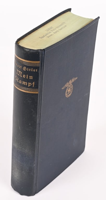 WWII NAZI GERMAN MEIN KAMPF ADOLF HITLER 1938 BOOK: Adolf Hitler's autobiography and political manifest. The copies that are offered for sale are all the People's Edition or Volksausgabe, published by Central Publishing House of the NSDAP, Franz Eher, 