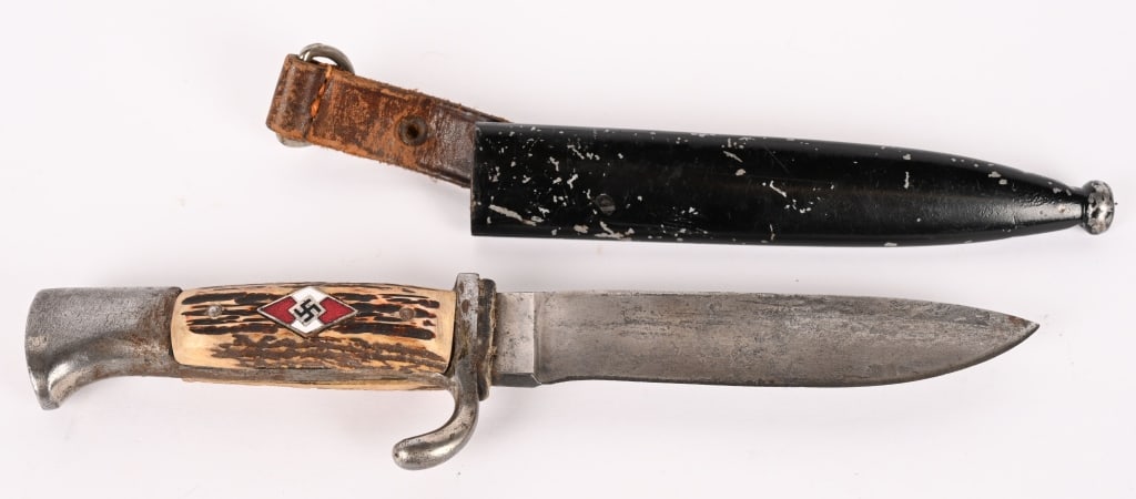 WWII NAZI GERMAN HITLER YOUTH KNIFE W STAG GRIPS (1 of 5)