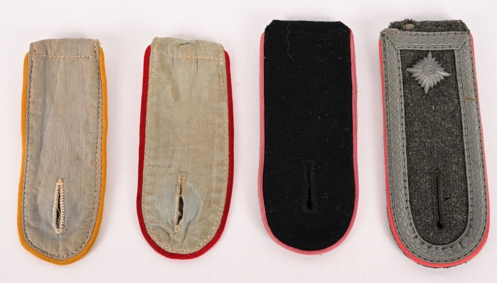 WWII NAZI GERMAN ARMY LUFTWAFFE SHOULDER STRAP LOT: WWII Nazi German Single Shoulder Board Lot to include 1) M44 PATTERN PANZER EM'S SHOULDER STRAP. Late war, (Circa September 1944 May 1945), pattern slip on shoulder straps of reworked, mottled, black 