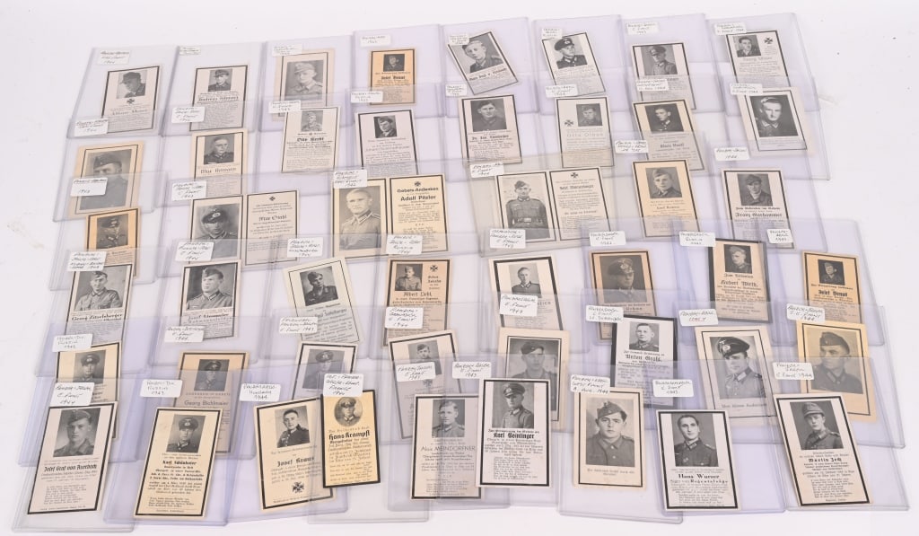 WWII NAZI GERMAN PANZER DEATH CARD LOT WW2: WWII Nazi German Wehrmacht Panzer Death Cards. 47 in total and all are in excellent condition and all are with photo. Excellent. A common practice in Europe that continues to this day, is the issue of