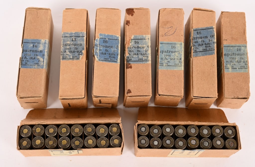 WWII NAZI GERMAN 9 BOXES OR ORIGINAL 9MM AMMO WW2 (1 of 3)