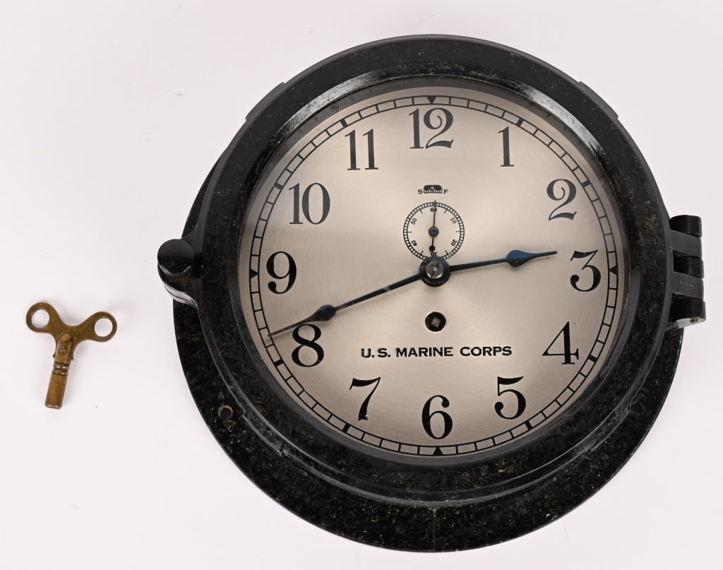 WWII US MARINE CORPS SHIPS CLOCK BY CHELSEA CO. (1 of 4)
