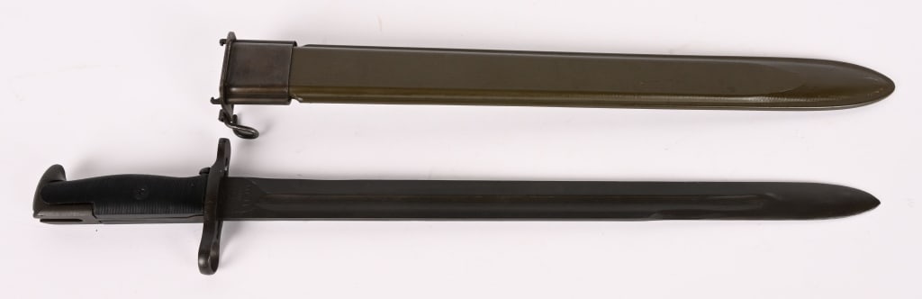 WWII US M1 GARAND BAYONET 16" UFH DATED 1942 WW2: Rare long variant of the M1 Garand bayonet made by Union Fork & Hoe. Ricasso stamped "UFH U.S 1942". Overall length 20.5" with a 16" blade. Blade is in mint condition. Near MINT! The M1 Garand was mad