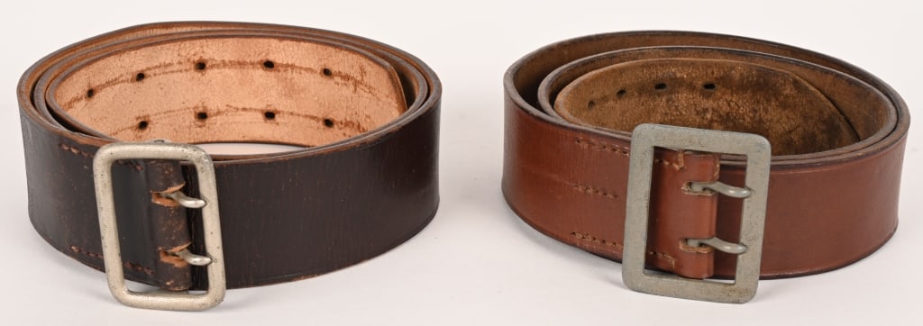 WWII NAZI GERMAN FIELD OFFICERS BELT & BUCKLE WW2: WWII Nazi German General Officer's Belt & Buckle Lot to include 1) WEHRMACHT OFFICER'S BELT & OPEN CLAW BELT BUCKLE. Early, roughly 50mm wide, 100cm, long, brown leather belt with an open rectangular,