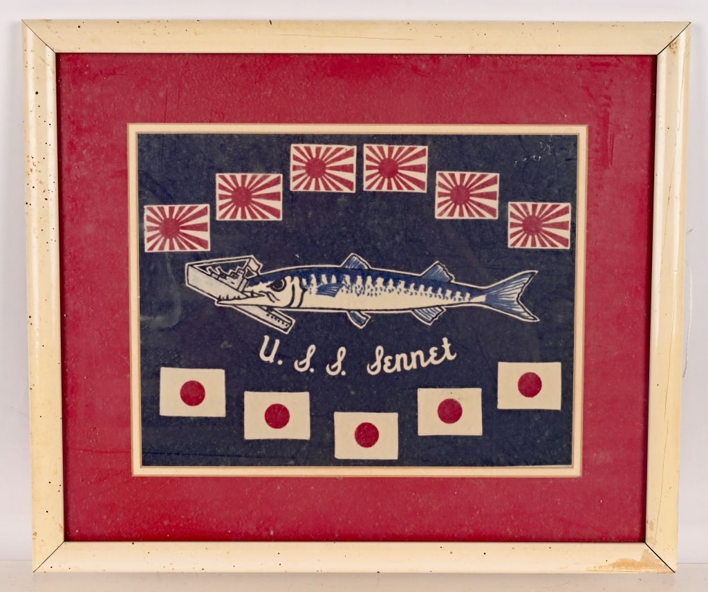 WWII FRAMED PENNANT OF THE USS SENNET SS-408 WW2 (1 of 2)