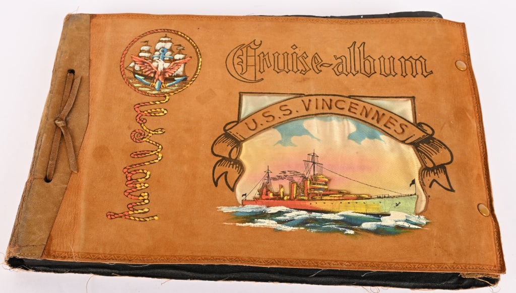 USS VINCENNES US NAVY PHOTO ALBUM W 329 PHOTOS: Fantastic Photo Album of USS Vincennes (CA-44) for the 1937 cruise containing 329 black and white photos, all with captions. Most of the men in these photos went to their death in the s