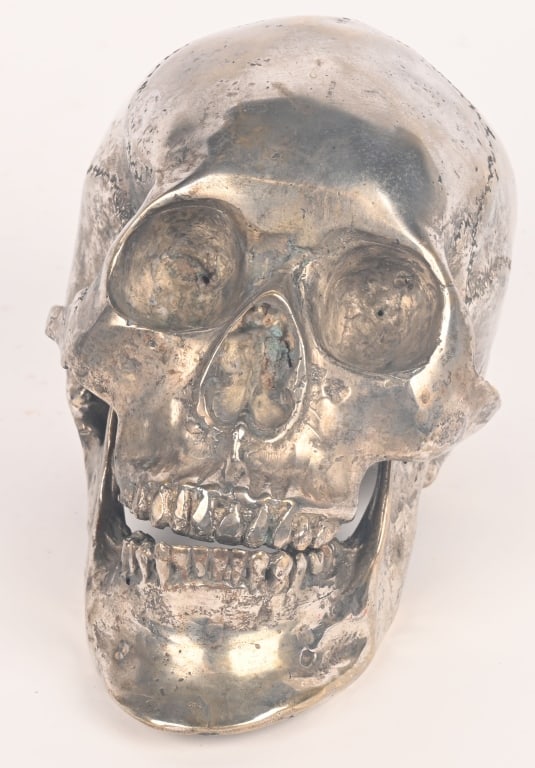 CAST NICKEL SKULL WITH MANDIBLE FROM REAL SKULL (1 of 5)