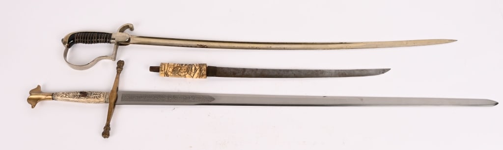 SWORD LOT TWO HANDLED SWORD WWII NAZI NCO EICKHORN (1 of 4)