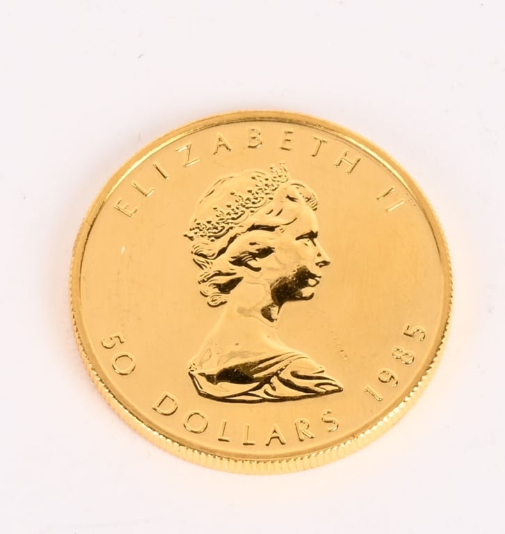 1985 CANADA GOLD MAPLE LEAF $50 COIN: 1985 Canada Gold Maple Leaf $50 Coin. 1oz .999 Gold