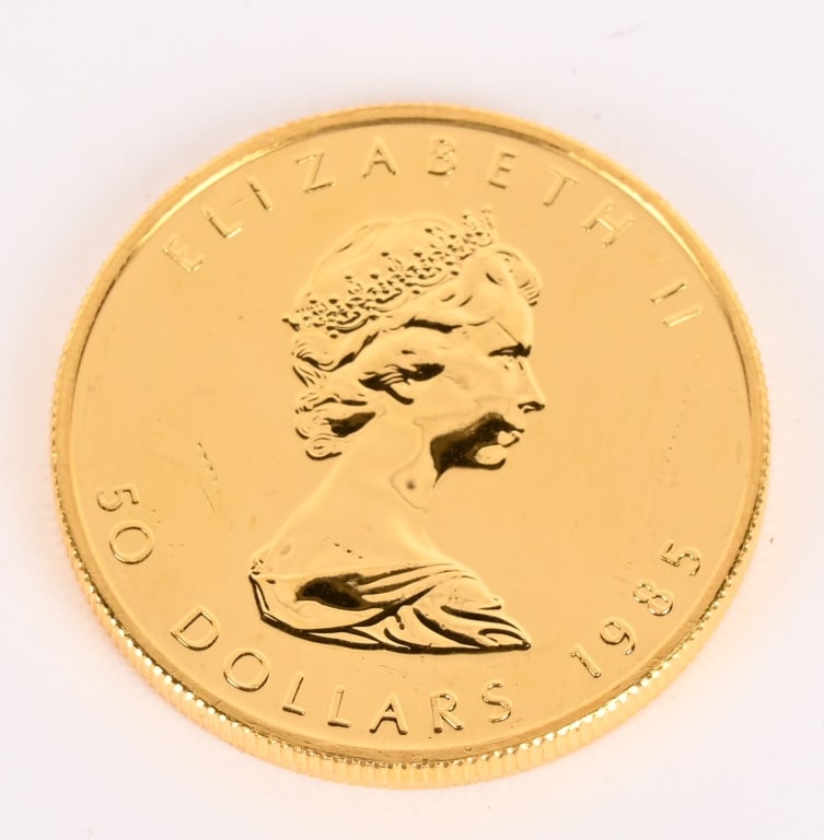 1985 CANADA GOLD MAPLE LEAF $50 COIN: 1985 Canada Gold Maple Leaf $50 Coin. 1oz .999 Gold