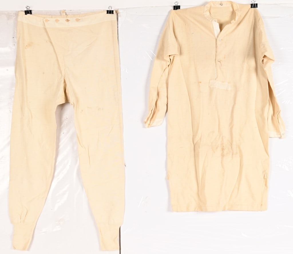 WWII NAZI GERMAN ARMY LONG UNDERWEAR SET WW2: Thick heavy white cotton underwear set in excellent condition. Roughly a size 38. Excellent.