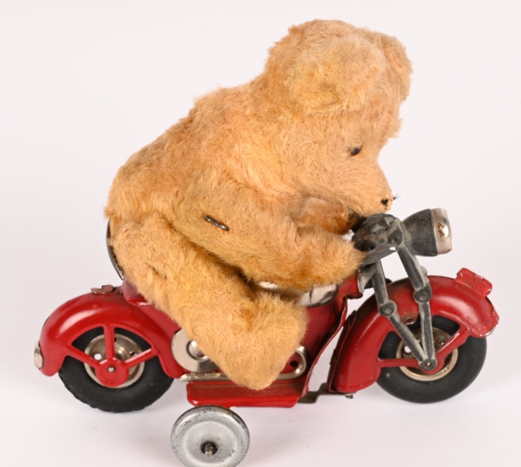 GERMAN WINDUP BEAR ON MOTORCYCLE - 3