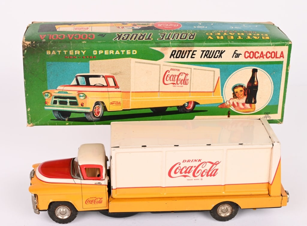 JAPAN BATTERY OP COCA COLA ROUTE TRUCK w/ BOX (1 of 10)