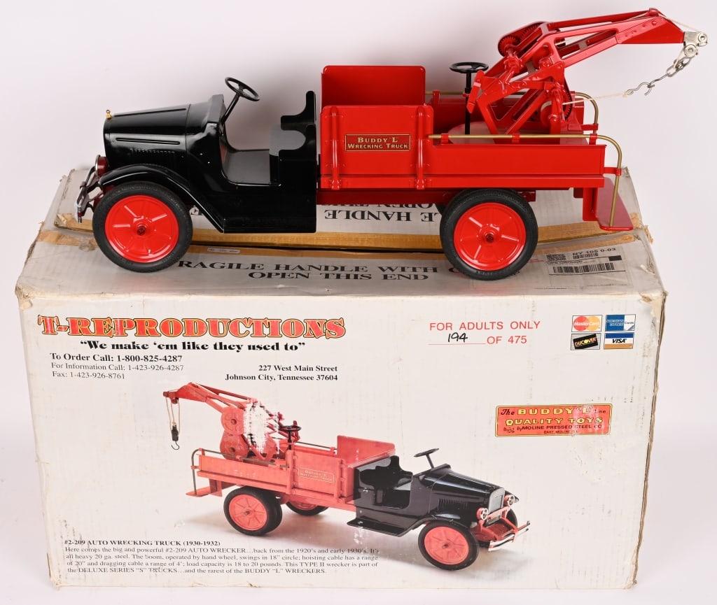 T-REPRODUCTIONS BUDDY L AUTO WRECKER w/ BOX (1 of 5)