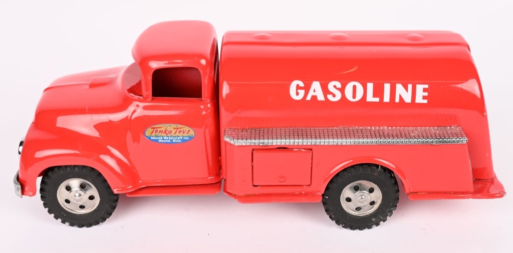 1957 TONKA GASOLINE TRUCK: Very nice restored Tonka Gasoline Truck. Beautiful truck. 15" Excellent Provenance: Tar Heel Toys the Dennis Sapp Collection
