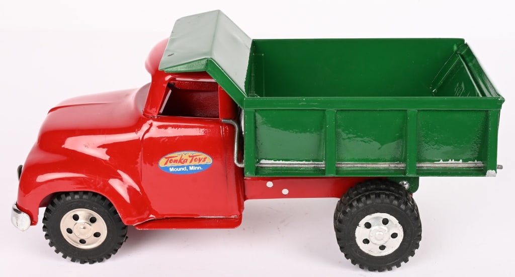 1954 TONKA DUMP TRUCK: Nice restored Tonka Dump. Displays great. 12" Excellent Provenance: Tar Heel Toys the Dennis Sapp Collection