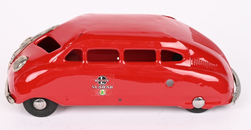 BUDDY L SCARAB: Nice restored condition. No windup motor. 10" Excellent Provenance: Tar Heel Toys the Dennis Sapp Collection