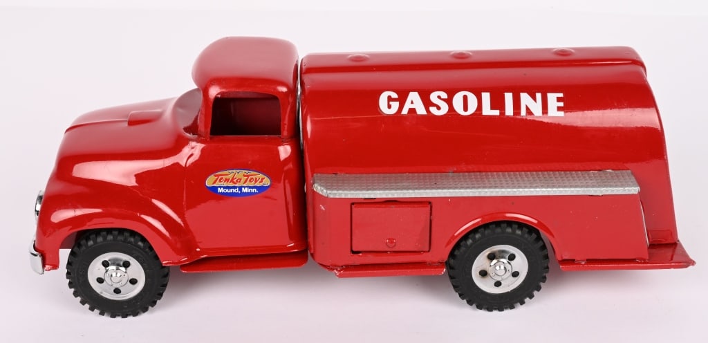 1957 TONKA GASOLINE TANK TRUCK: Very nice restored Tonka Gasoline Truck. Great looking Truck. 15" Excellent Provenance: Tar Heel Toys the Dennis Sapp Collection