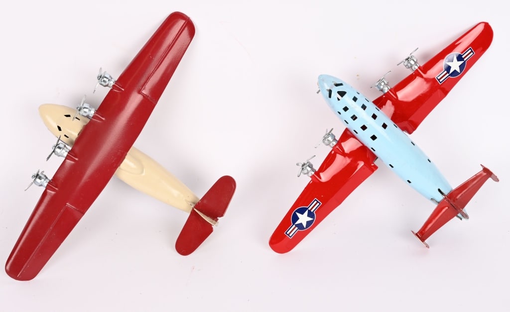 2- WYANDOTTE AIRPLANES: Pair of restored Wyandotte Airplanes. Very well done. 13" Excellent Provenance: Tar Heel Toys the Dennis Sapp Collection