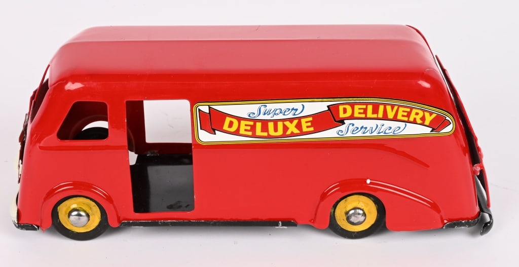 MARX DELUXE DELIVERY VAN: Nice restored truck. 11" Excellent Provenance: Tar Heel Toys the Dennis Sapp Collection