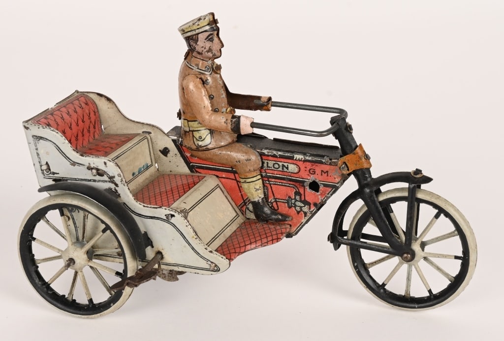 G&K TIN WINDUP CYCLON MOTORCYCLE w/ SIDECAR (1 of 5)