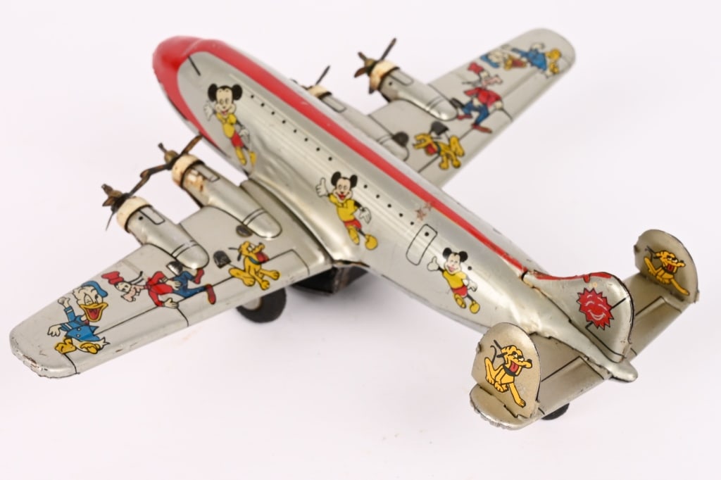 LINEMAR TIN FRICTION MICKEY MOUSE AIRPLANE - 3