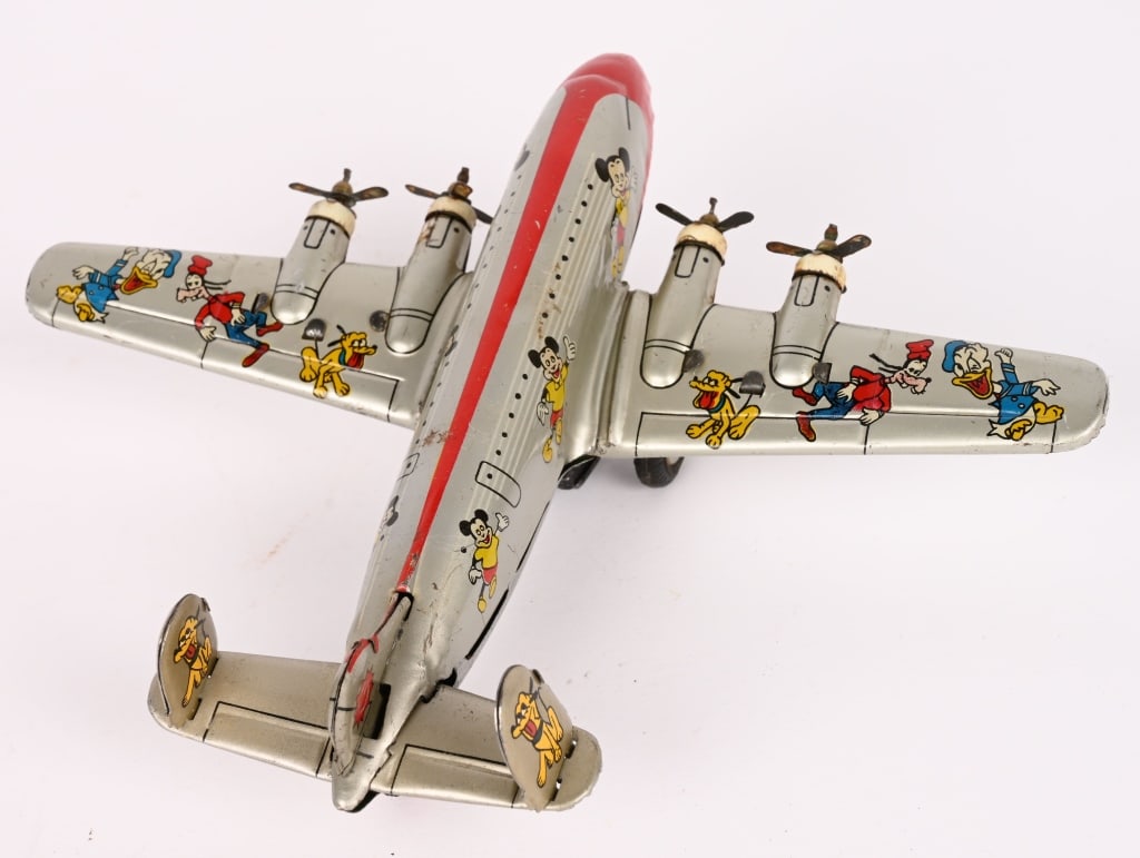 LINEMAR TIN FRICTION MICKEY MOUSE AIRPLANE - 4