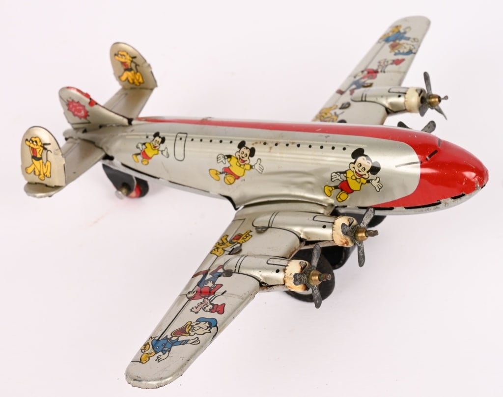 LINEMAR TIN FRICTION MICKEY MOUSE AIRPLANE - 5