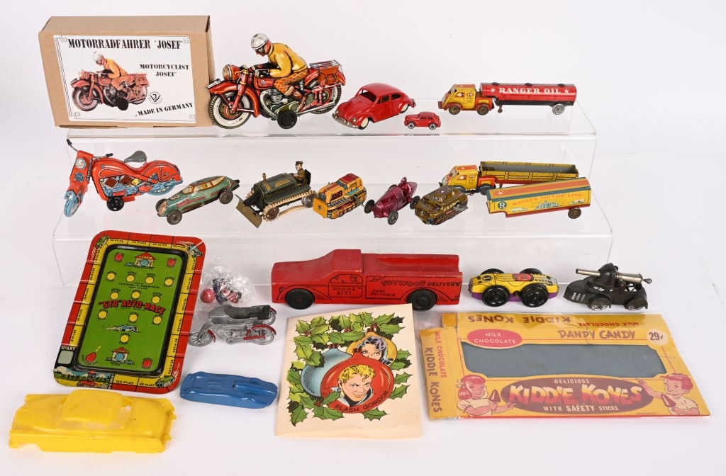 LOT OF TOYS: includes Cars, Motorcyles, Dozers, and More. Nice condition. AS-IS