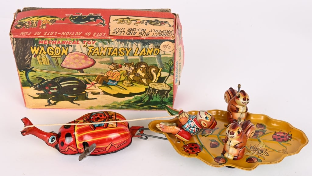 TPS TIN WINDUP WAGON FANTASY LAND w/ BOX: All original in nice condition. Works. Boxed 7" Excellent