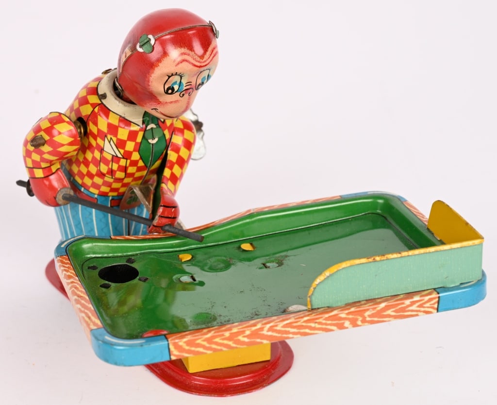 TPS TIN WINDUP MONKEY PLAYING BILLARDS w/ BOX - 2
