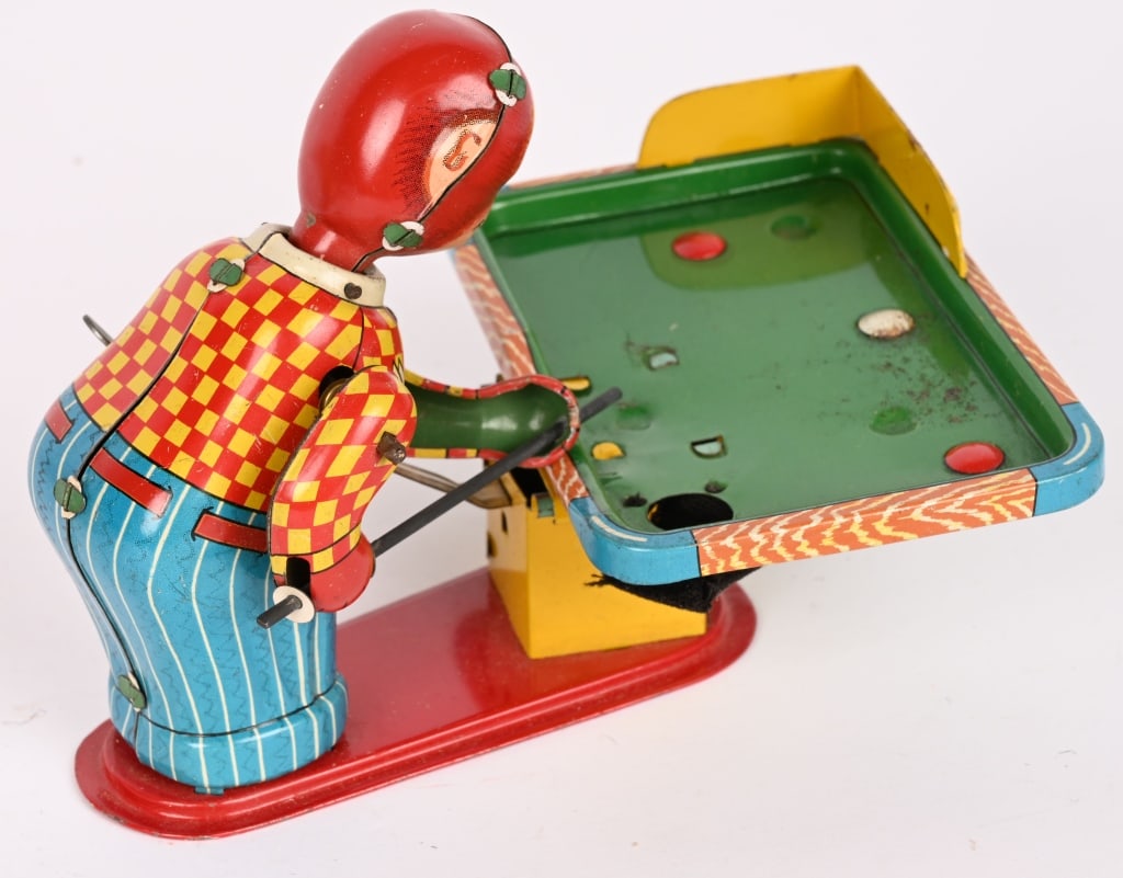 TPS TIN WINDUP MONKEY PLAYING BILLARDS w/ BOX - 3