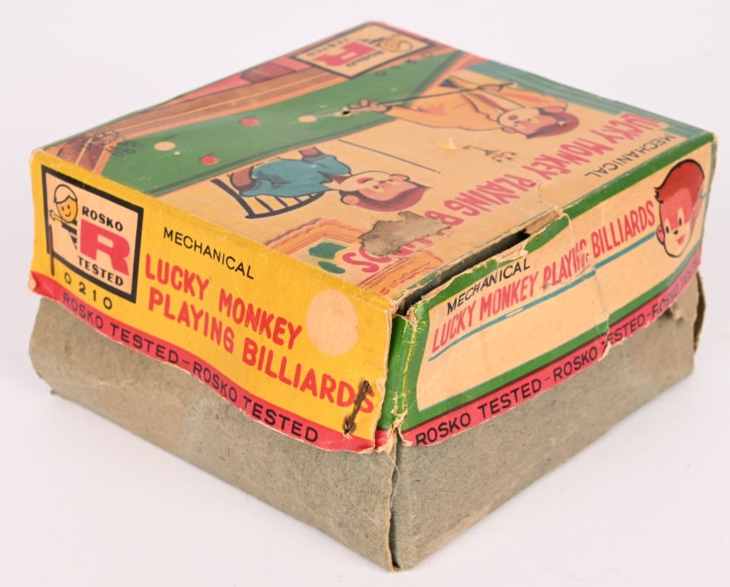 TPS TIN WINDUP MONKEY PLAYING BILLARDS w/ BOX - 6