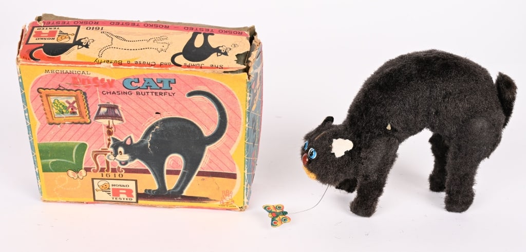 TPS WINDUP PUSSY CAT w/ BOX: All original in great shape. Works. Boxed 6" Excellent