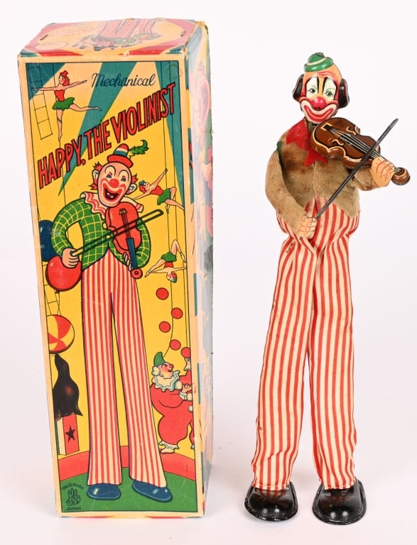 TPS TIN WINDUP HAPPY THE VIOLINIST w/ BOX: All original in great condition. Windup works. Boxed 9" Excellent