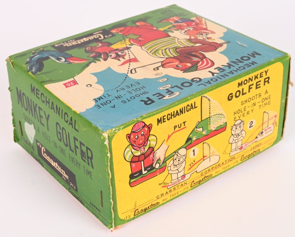 TPS TIN WINDUP MONKEY GOLFER w/ BOX - 6
