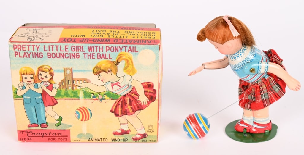 TPS TIN WINDUP SUZY BOUNCING BALL w/ BOX: All original in great shape. Works. Boxed 6" Excellent