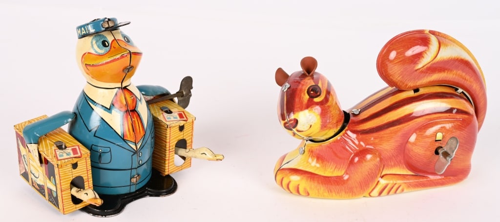 TPS US MAIL DUCK & SQUIRREL: Both all original in nice shape. Working. 6" Excellent