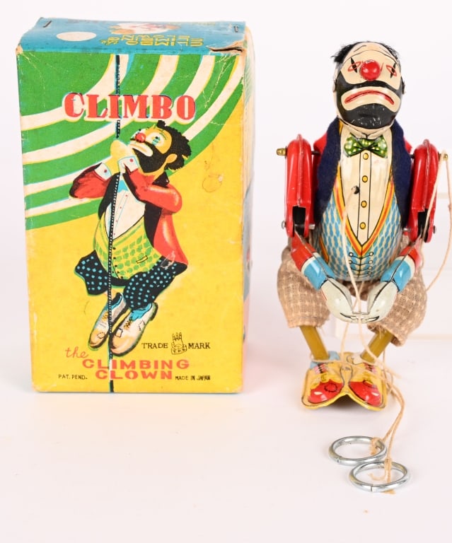 TPS TIN CLIMBO CLOWN w/ BOX: All original in great shape. Boxed 6" Excellent