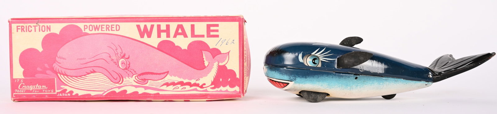 JAPAN TIN FRICTION WHALE w/ BOX (1 of 9)