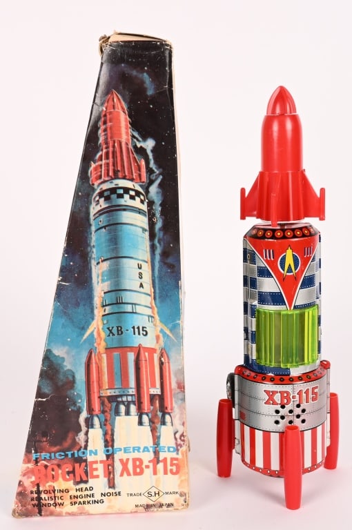 JAPAN BATTERY OP ROCKET XB-115 w/ BOX: All original in nice shape. Worked when tested. Boxed 12" Excellent