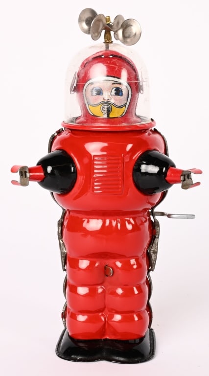 JAPAN TIN WINDUP MOON EXPLORER: All original in great shape. Crank windup works. 7 1/2" Excellent
