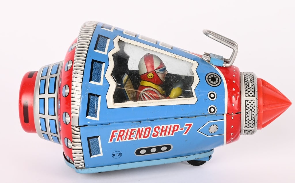 JAPAN TIN FRICTION FRIENDSHIP 7 SPACE CAPSULE: All original in great shape. Works. 6 1/2" Excellent