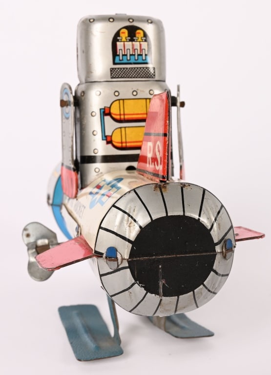JAPAN TIN WINDUP JUMPING ROCKET - 4
