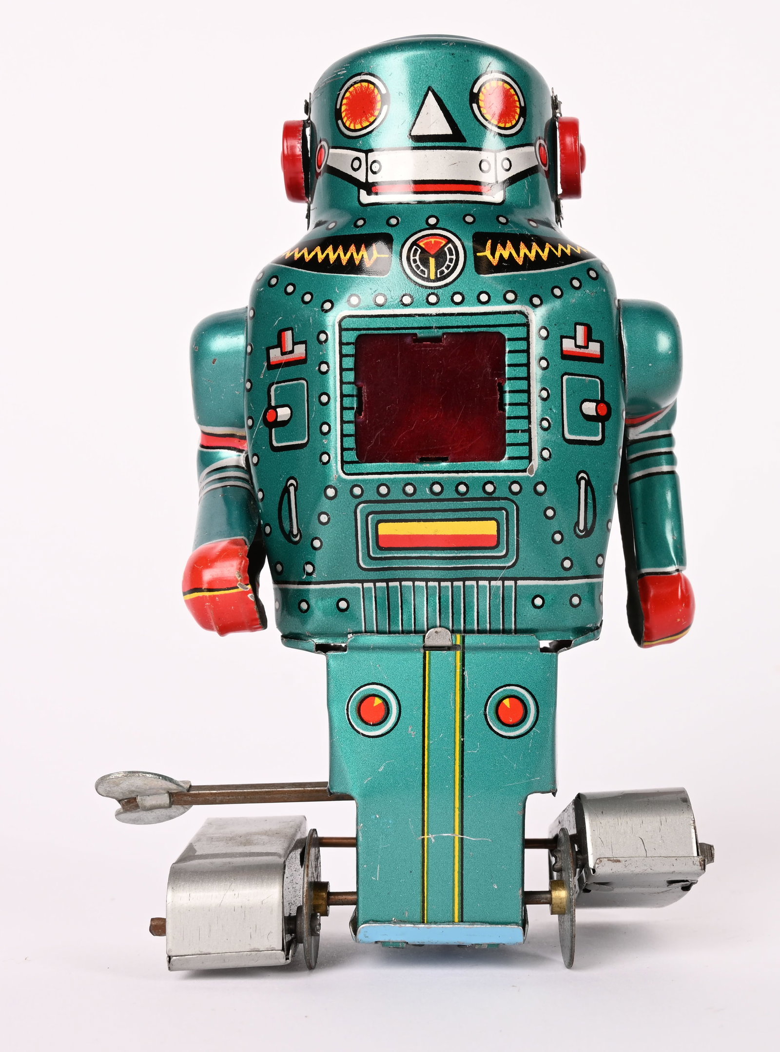 JAPAN TIN WINDUP MIGHTY ROBOT: All original and works. 5 1/2" Excellent